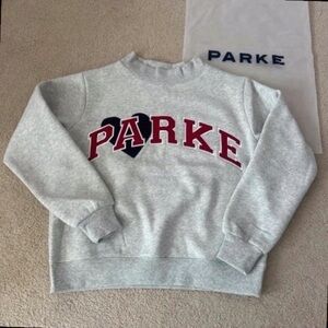 PARKE NWT Grey + Maroon Crewneck Sweater with Heart Logo - Stylish Wear